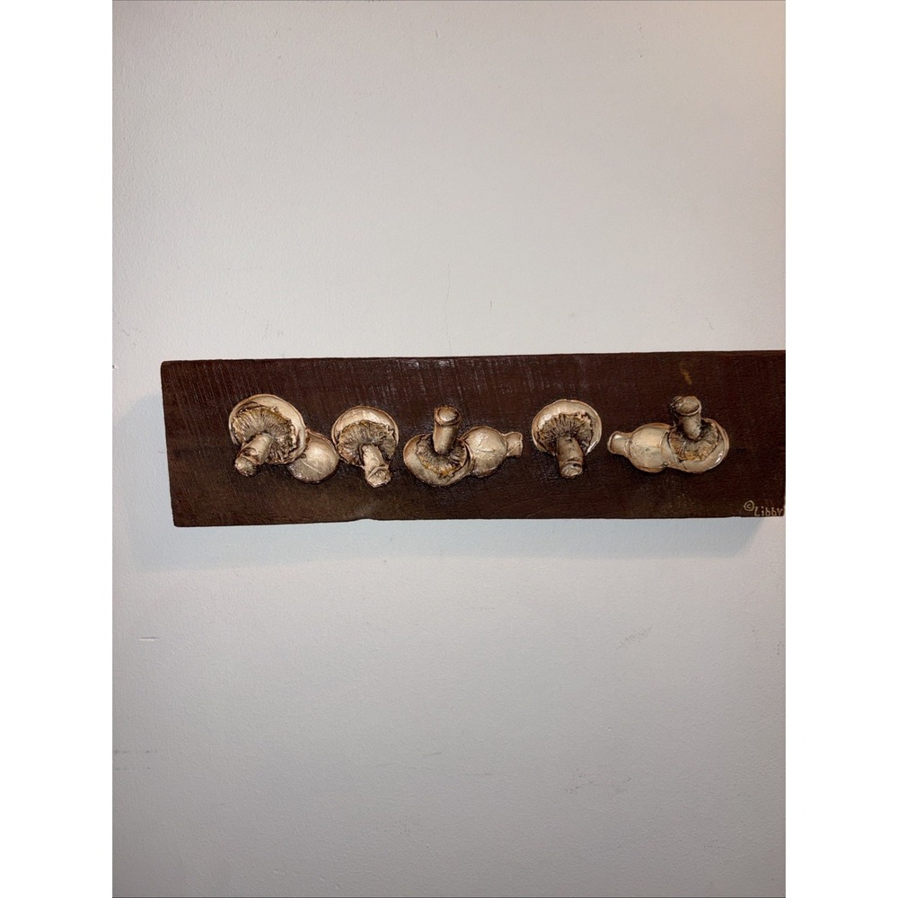Vintage Kitschy Cottage Core Mushrooms Wood Wall Hanging SignHand Painted